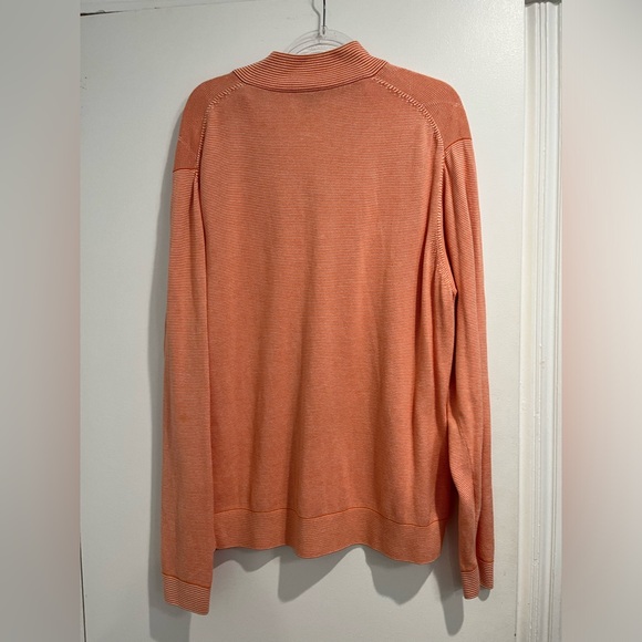 Robert Talbott Carmel Orange Pima Cotton Quarter Zip Sweater Sz. L - Picture 2 of 9